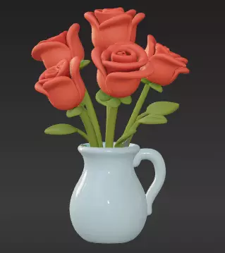 Vase with Roses 3D print model
