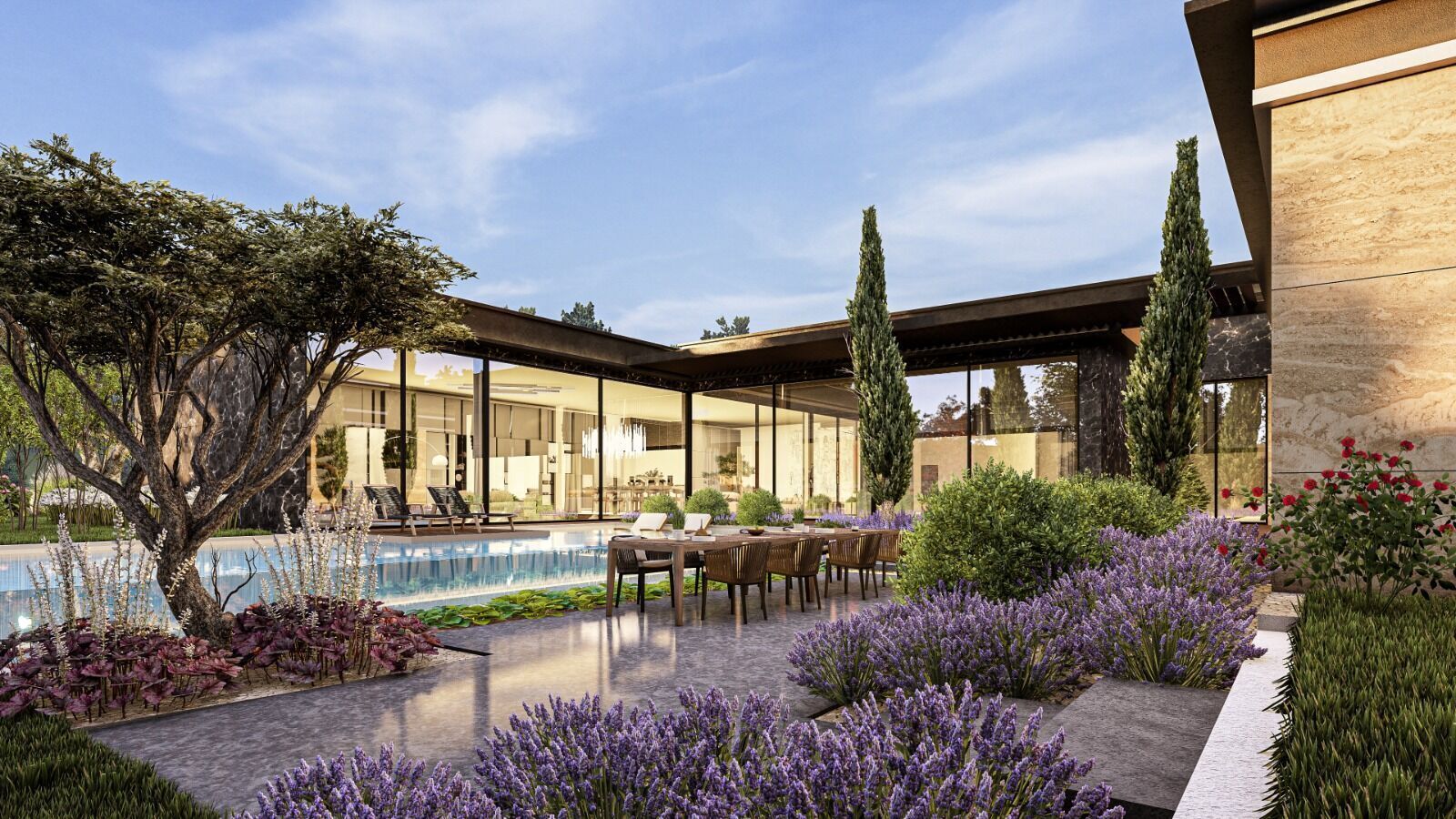 Luxury Villa Site Design Modern Residential Complex  Low-poly 3D model_6