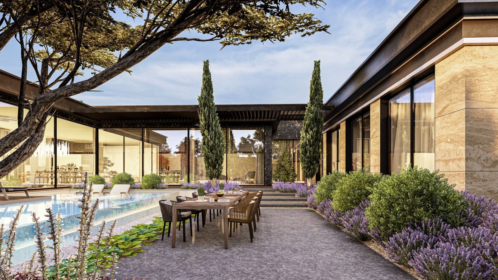 Luxury Villa Site Design Modern Residential Complex  Low-poly 3D model_2