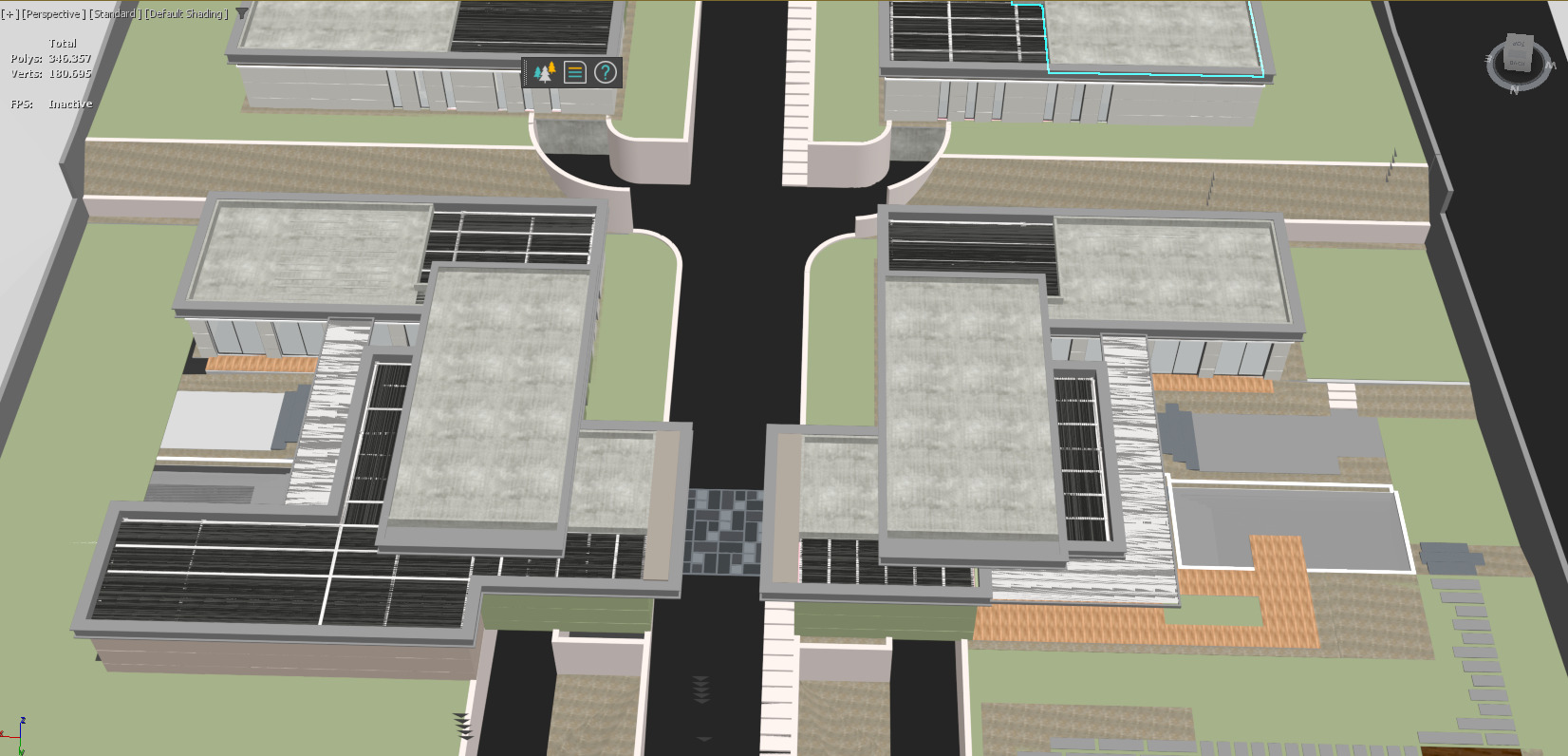 Luxury Villa Site Design Modern Residential Complex  Low-poly 3D model_11