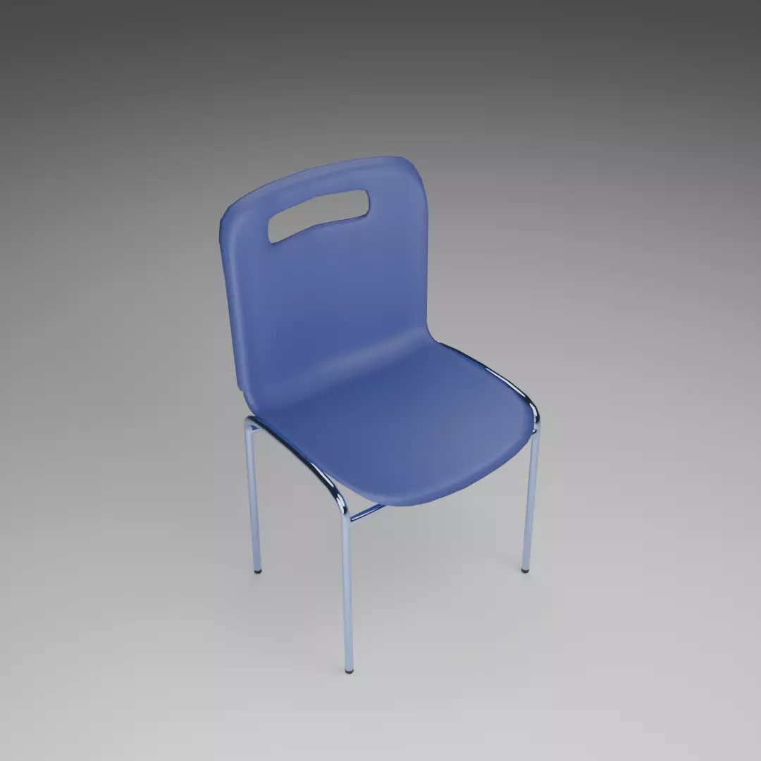 Simple blue plastic chair 3D model