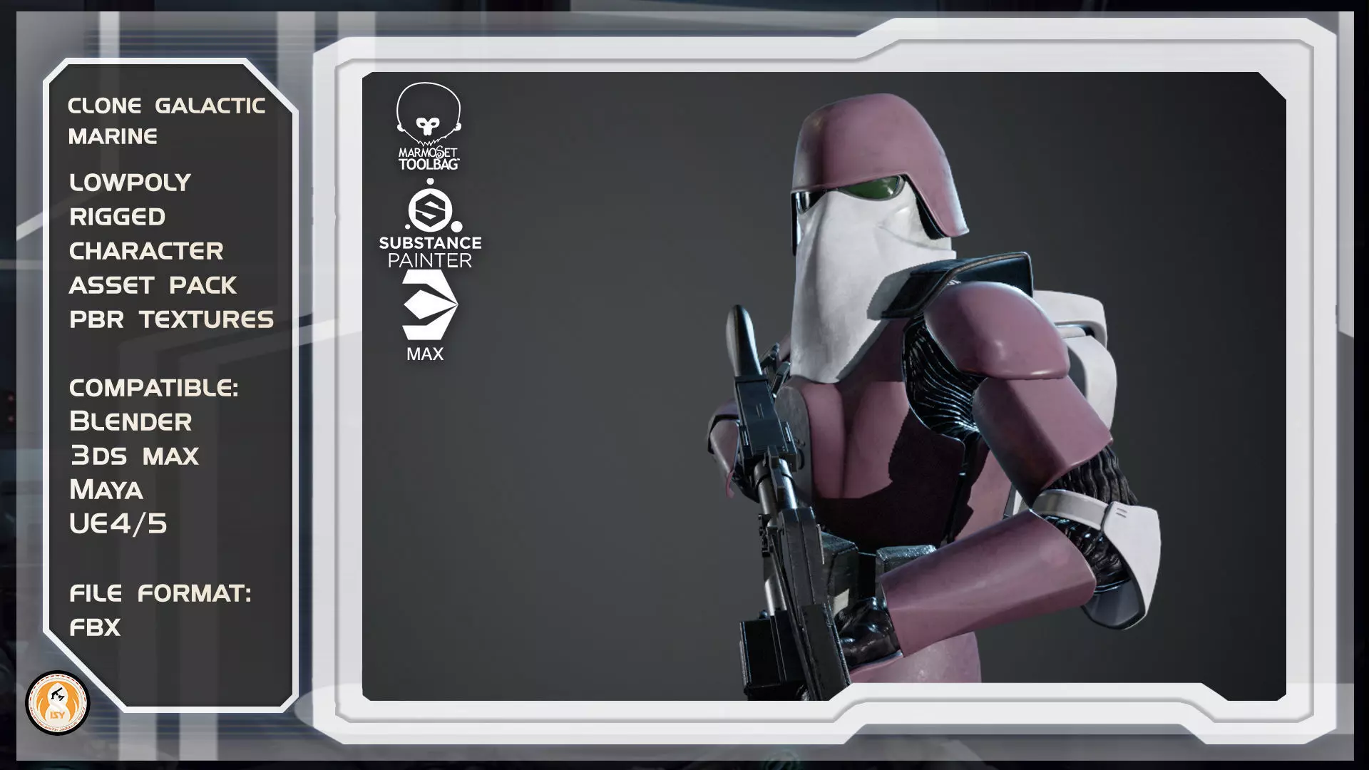 Star Wars Clone Trooper Galactic Marine Rigged Low-poly 3D model