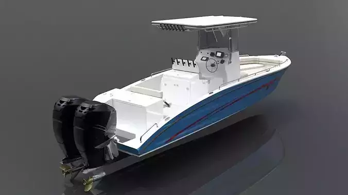 Center Console Fishing Boat 9M High Detail