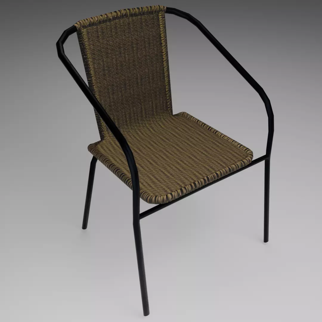 Wicker rattan metal chair 3D model