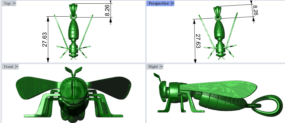 Bee Pendant charm necklace 3D print model_23