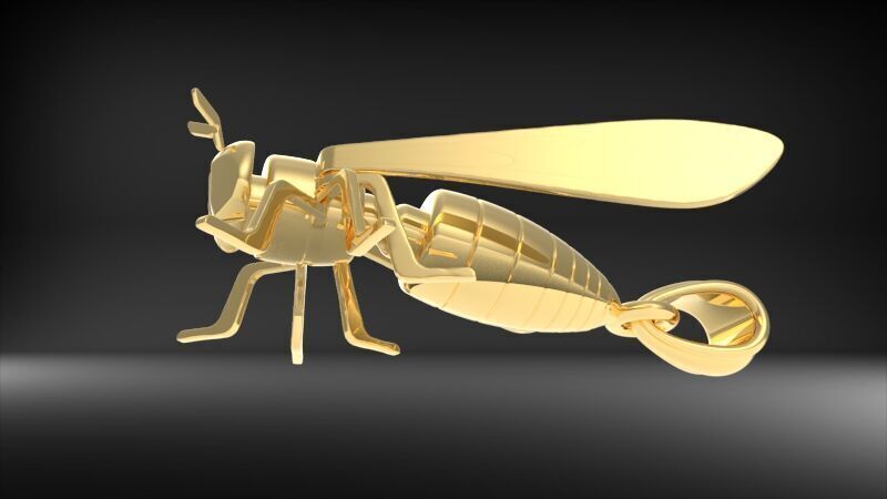 Bee Pendant charm necklace 3D print model_14