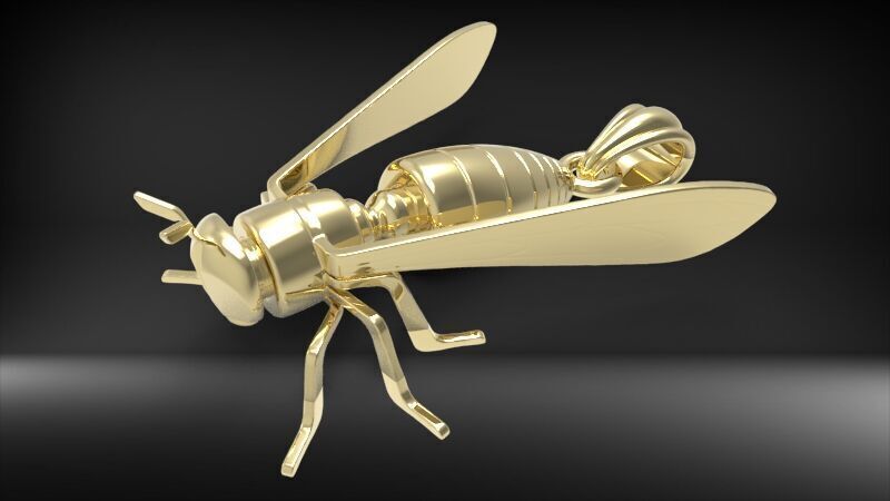 Bee Pendant charm necklace 3D print model_12