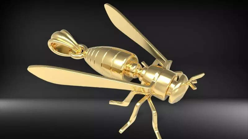 Bee Pendant charm necklace 3D print model_0