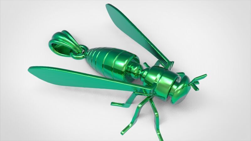 Bee Pendant charm necklace 3D print model_5