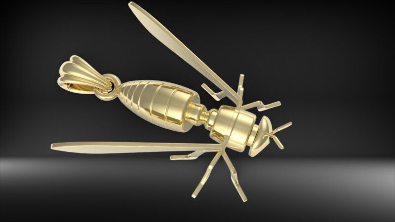 Bee Pendant charm necklace 3D print model_21