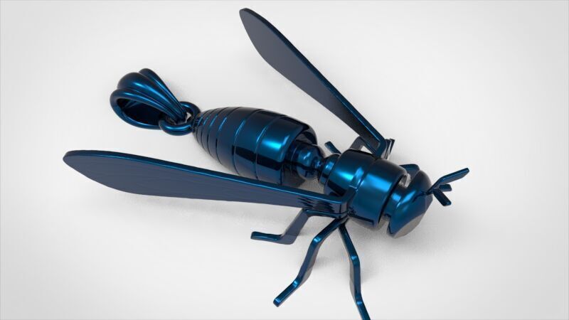 Bee Pendant charm necklace 3D print model_6