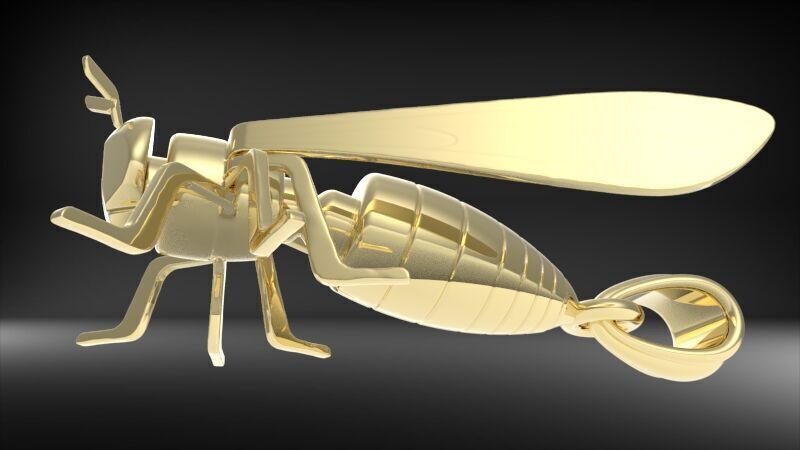 Bee Pendant charm necklace 3D print model_17