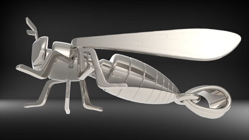 Bee Pendant charm necklace 3D print model_15