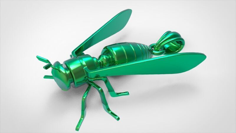 Bee Pendant charm necklace 3D print model_9