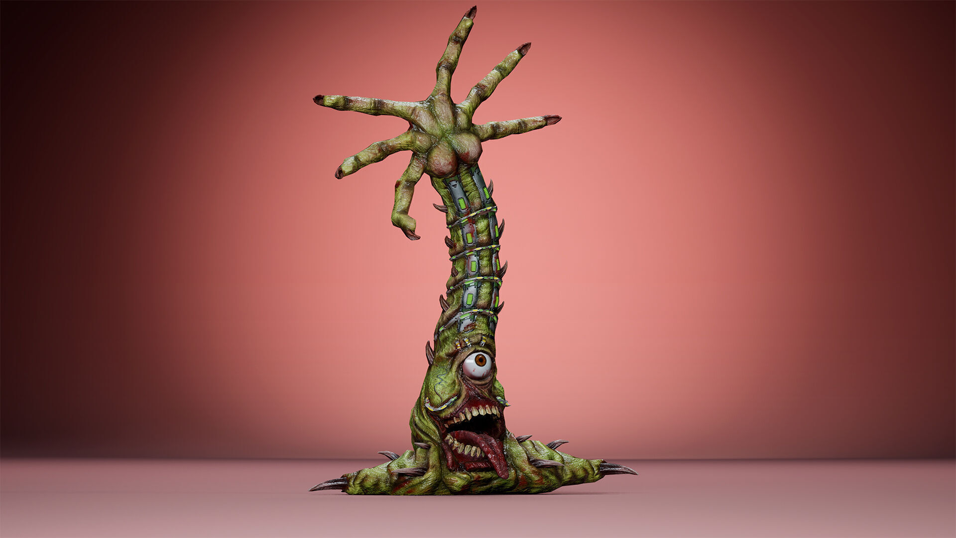 Cyborg Tentacle Low-poly 3D model_16