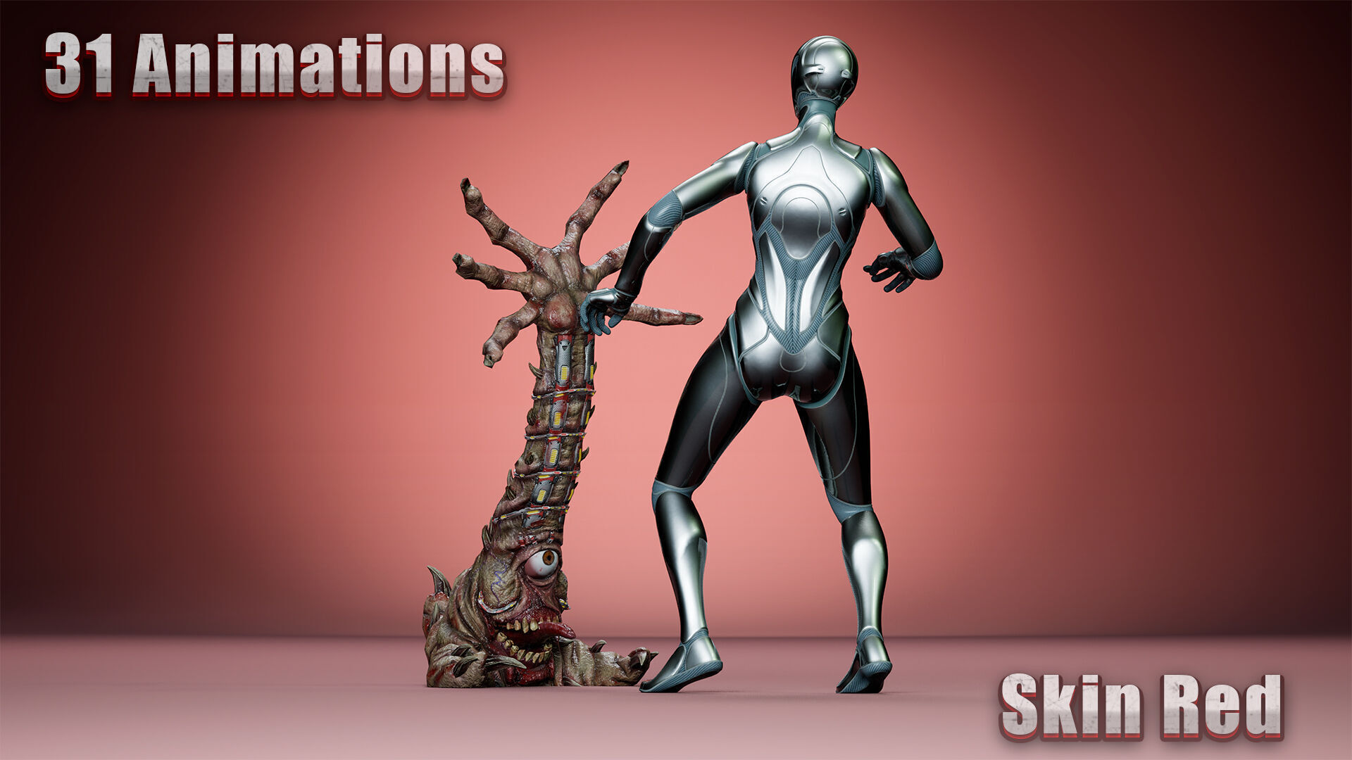 Cyborg Tentacle Low-poly 3D model_3