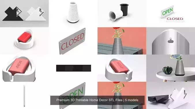 Premium 3D Printable Home Decor STL Files 3D Model Collection