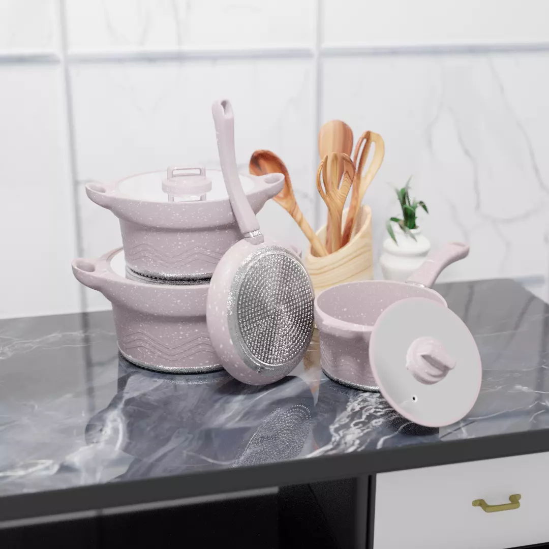 12 IN 1 NON STICKY POTS SET Low-poly 3D model