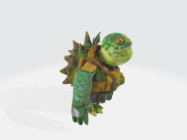 humonoid turtle warrior Low-poly 3D model_1