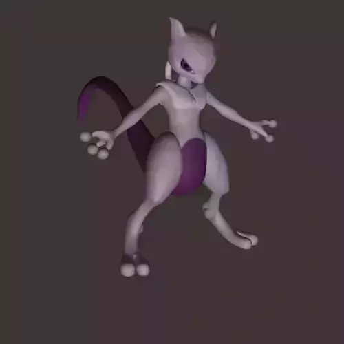 Mewtwo Inspired 3D Printable Figure Pokemon Style Model 3D model