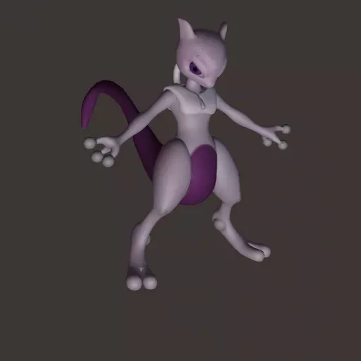 Mewtwo Inspired 3D Printable Figure Pokemon Style Model 3D model_0