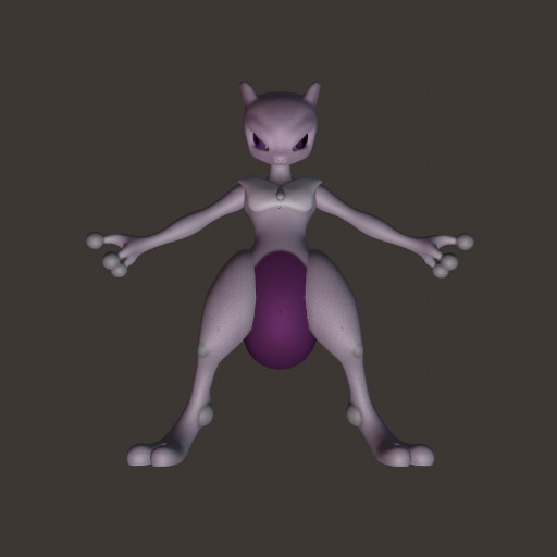 Mewtwo Inspired 3D Printable Figure Pokemon Style Model 3D model_3