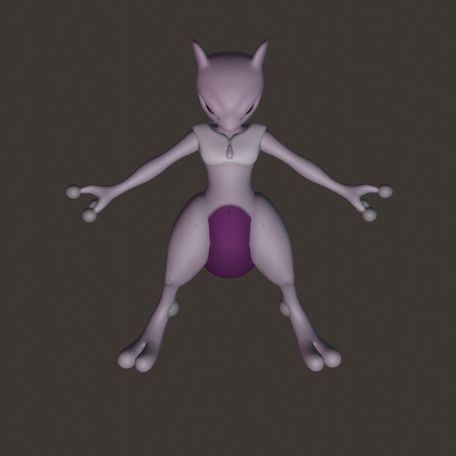 Mewtwo Inspired 3D Printable Figure Pokemon Style Model 3D model_2