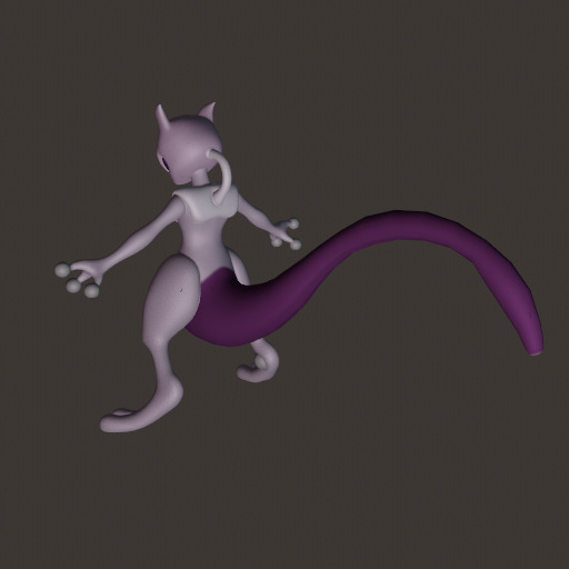 Mewtwo Inspired 3D Printable Figure Pokemon Style Model 3D model_5