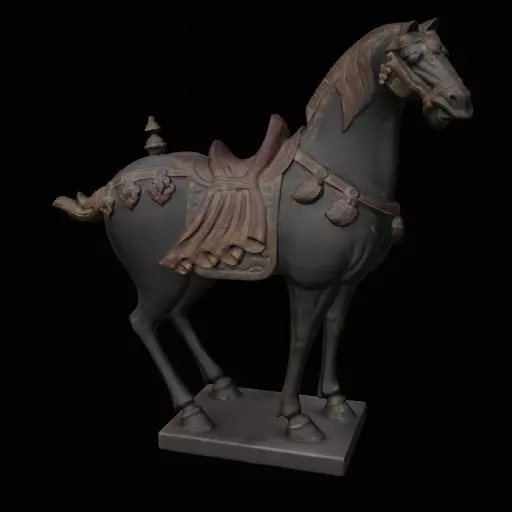 Tang Dynasty Horse Statue 3D Print Model Inspired Ready To Print Low-poly 3D model_0