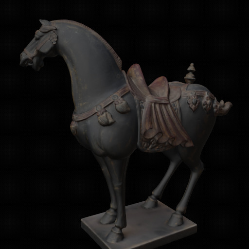 Tang Dynasty Horse Statue 3D Print Model Inspired Ready To Print Low-poly 3D model_2