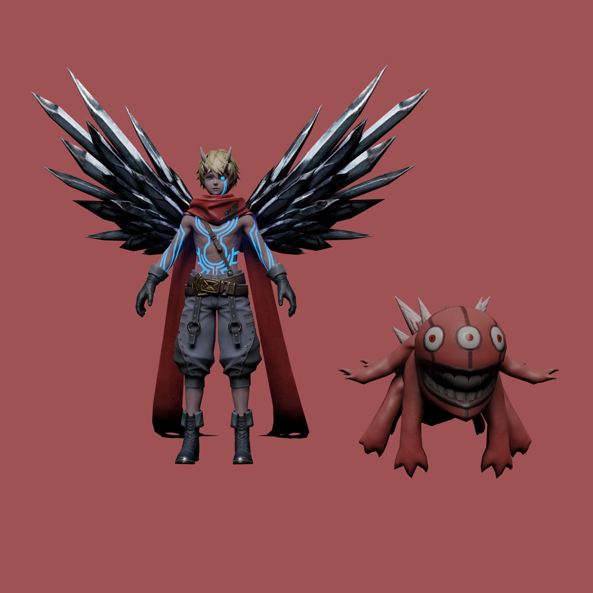 Demon Rebel Stylized 3D Character Model 3D model_1