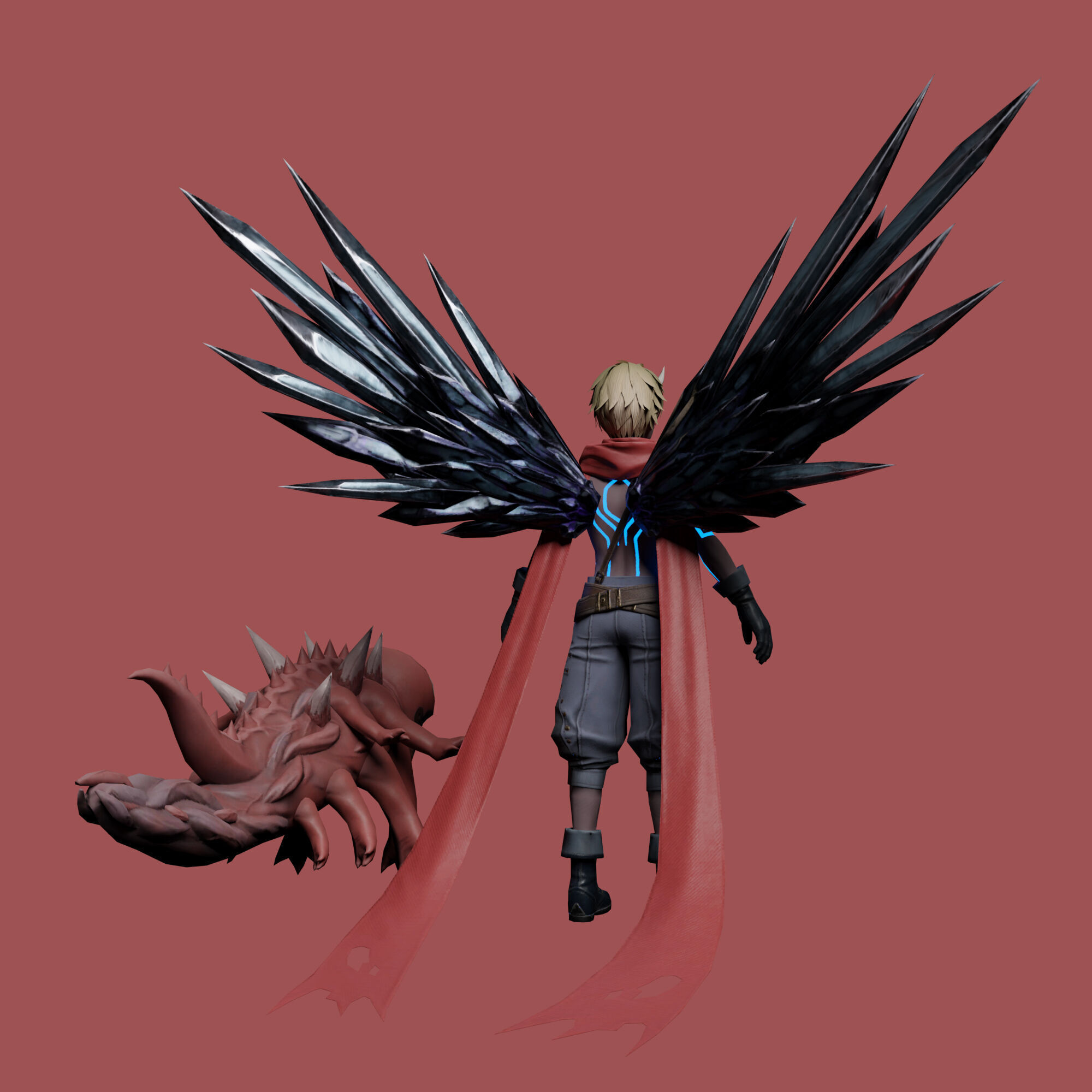 Demon Rebel Stylized 3D Character Model 3D model_3