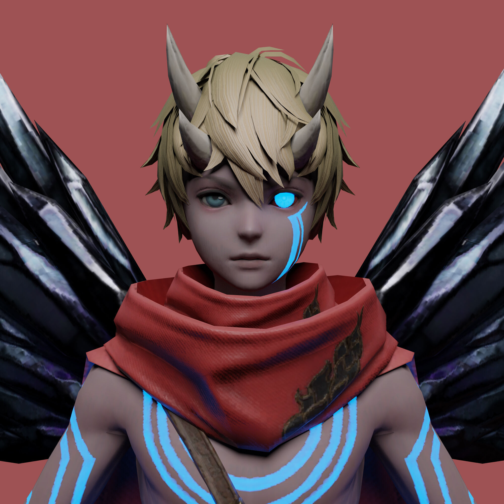 Demon Rebel Stylized 3D Character Model 3D model_4