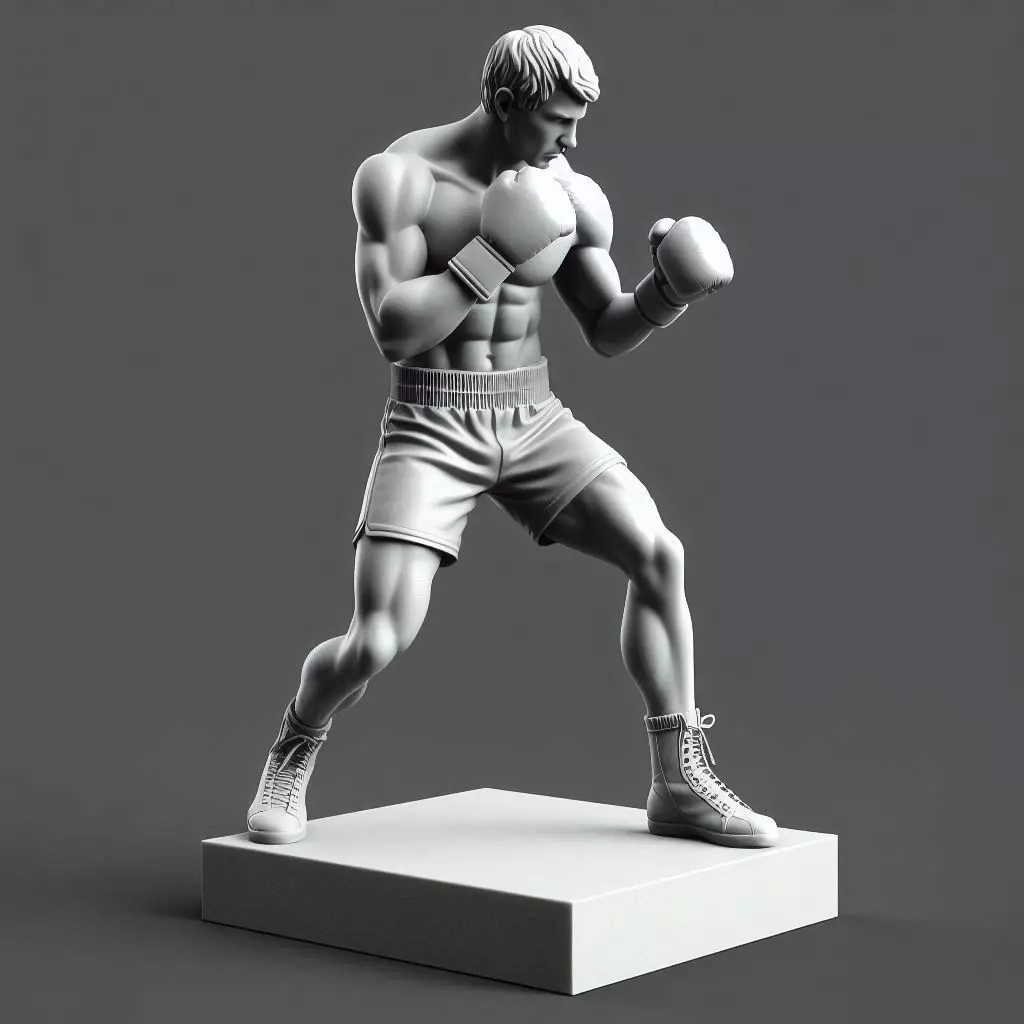 Boxer in Fighting Stance 3D print model