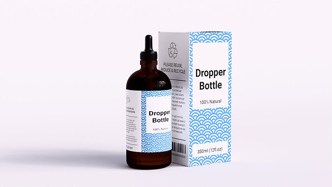 Cosmetic Dropper Bottle and Box 3D model