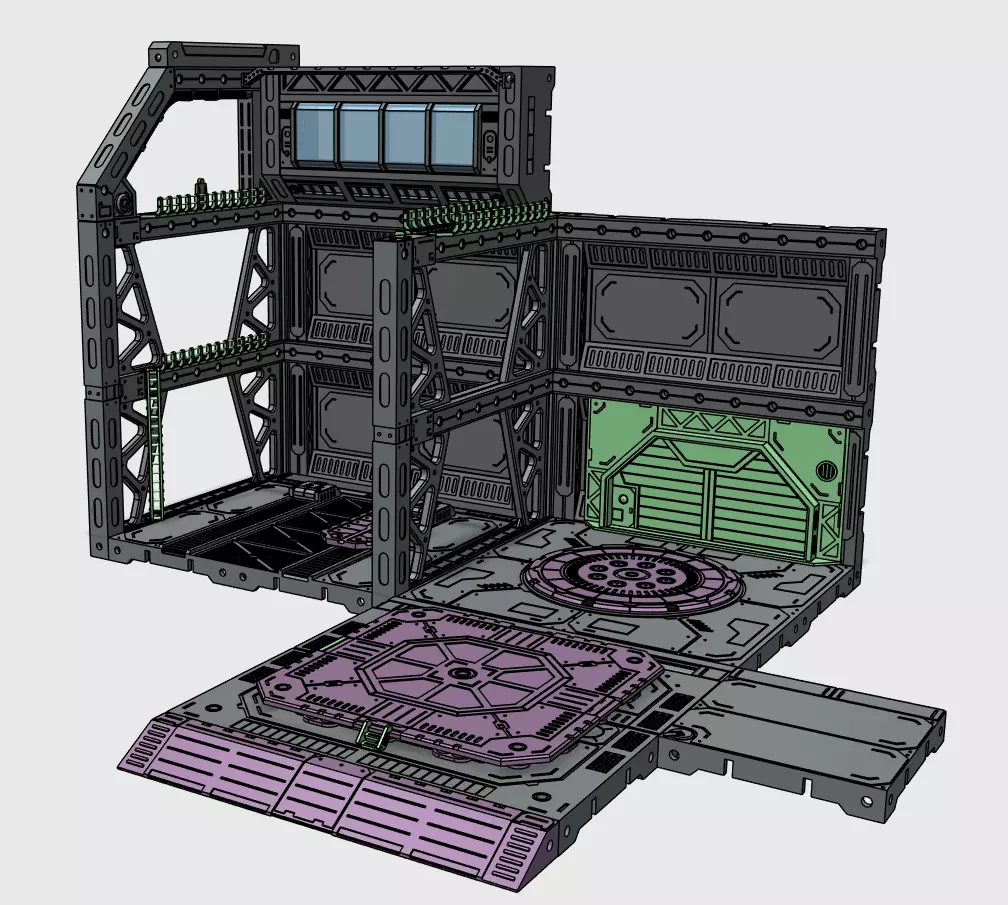 FULLY CUSTOMIZABLE MECHA HANGAR BASE 3D print model_0