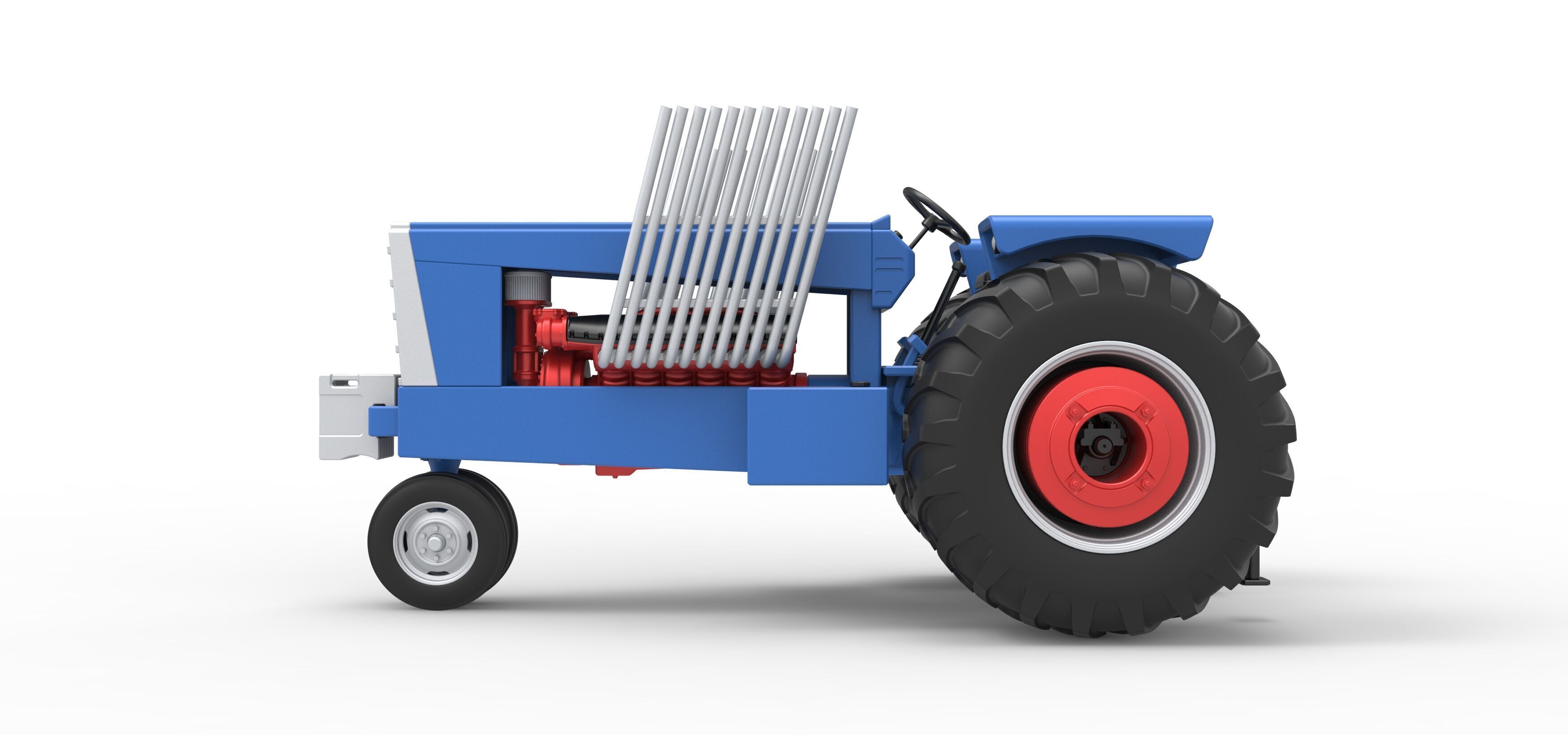 Vintage Pulling tractor Scale 1 to 25 3D print model_9