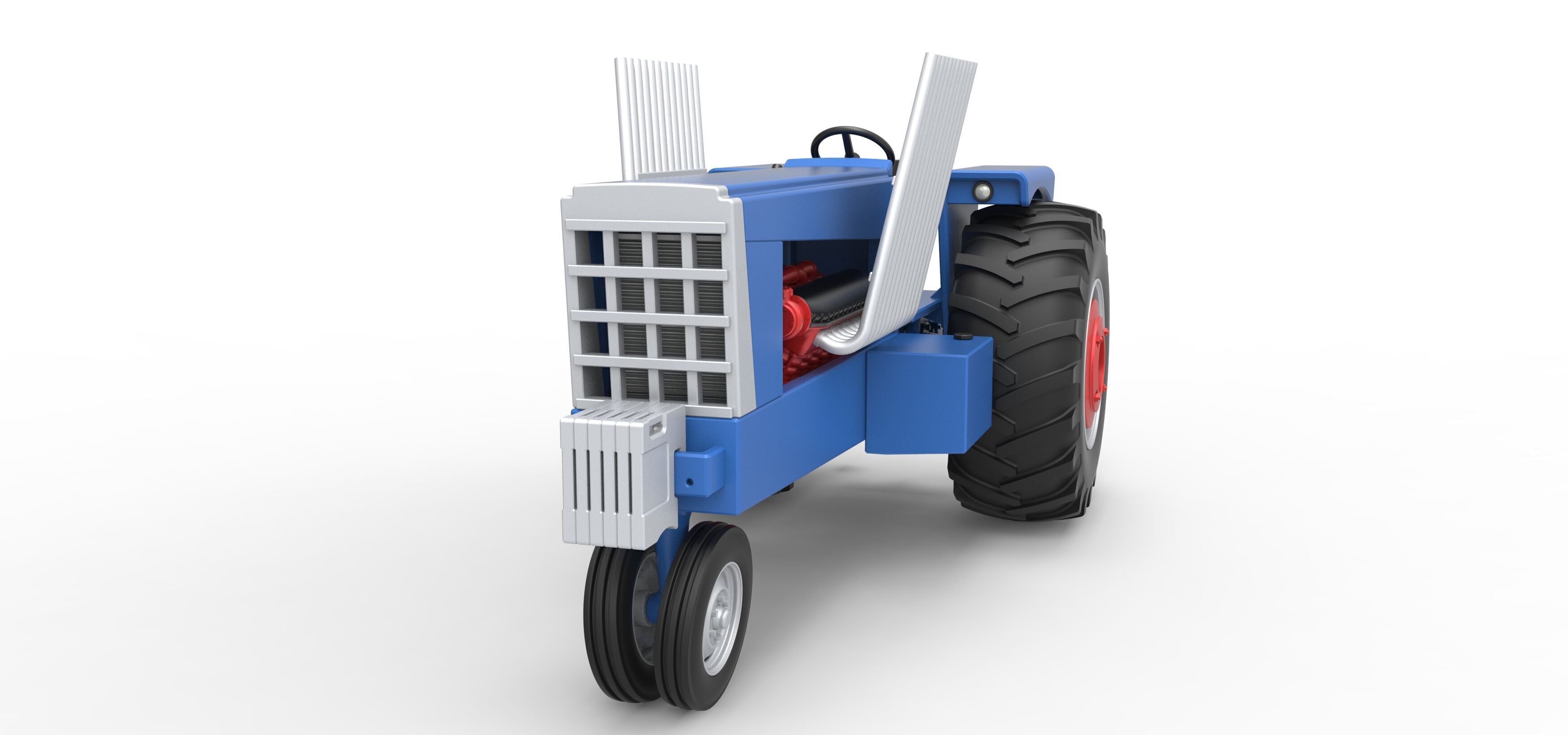 Vintage Pulling tractor Scale 1 to 25 3D print model_5