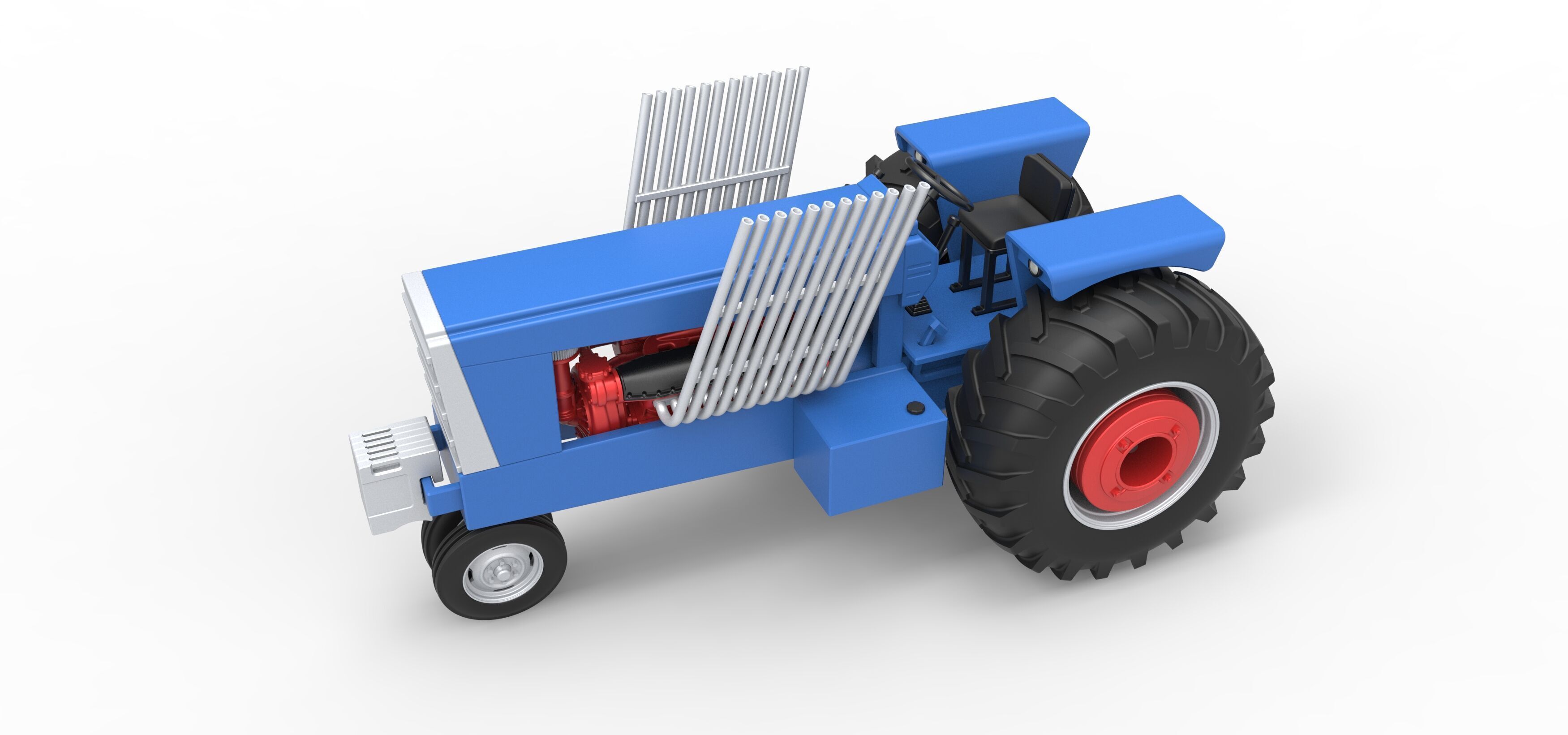 Vintage Pulling tractor Scale 1 to 25 3D print model_4