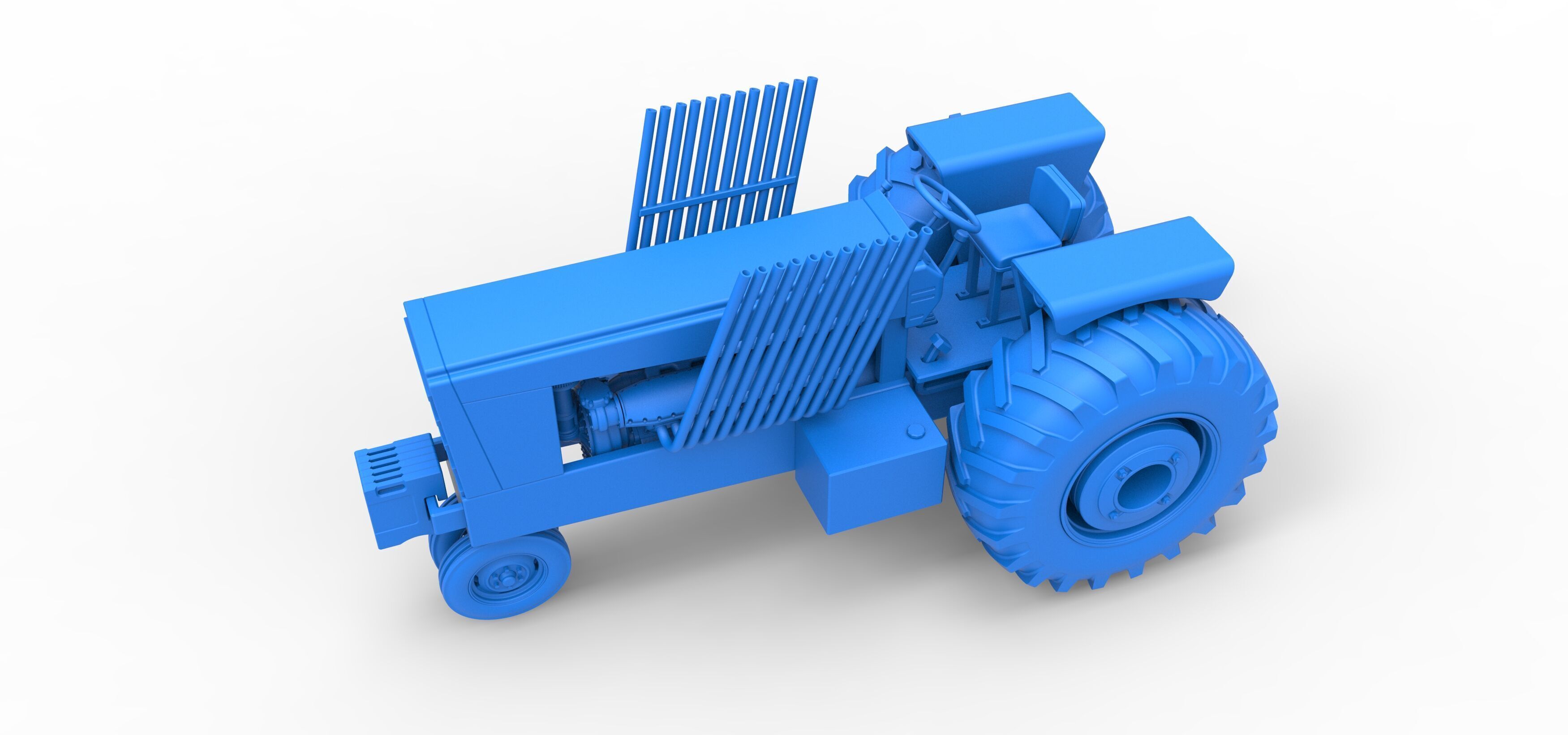 Vintage Pulling tractor Scale 1 to 25 3D print model_24