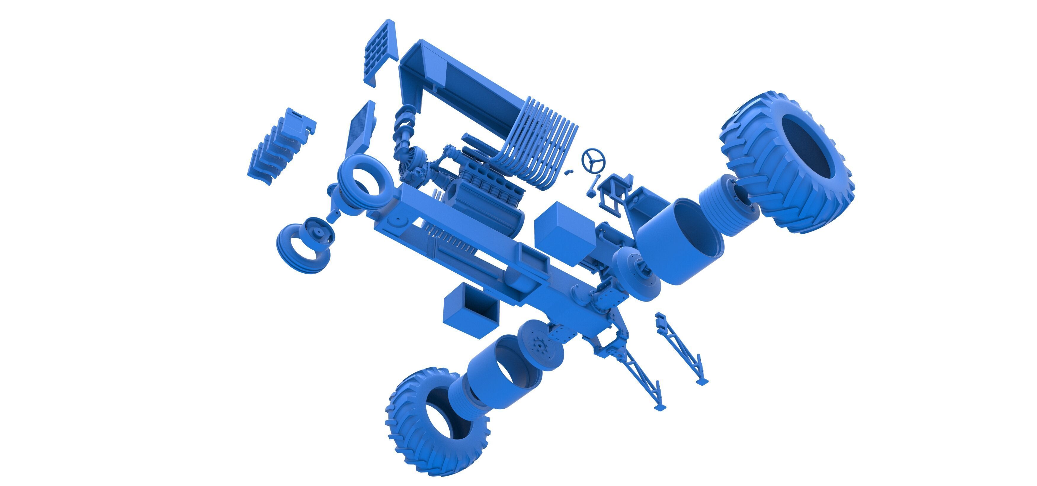 Vintage Pulling tractor Scale 1 to 25 3D print model_43