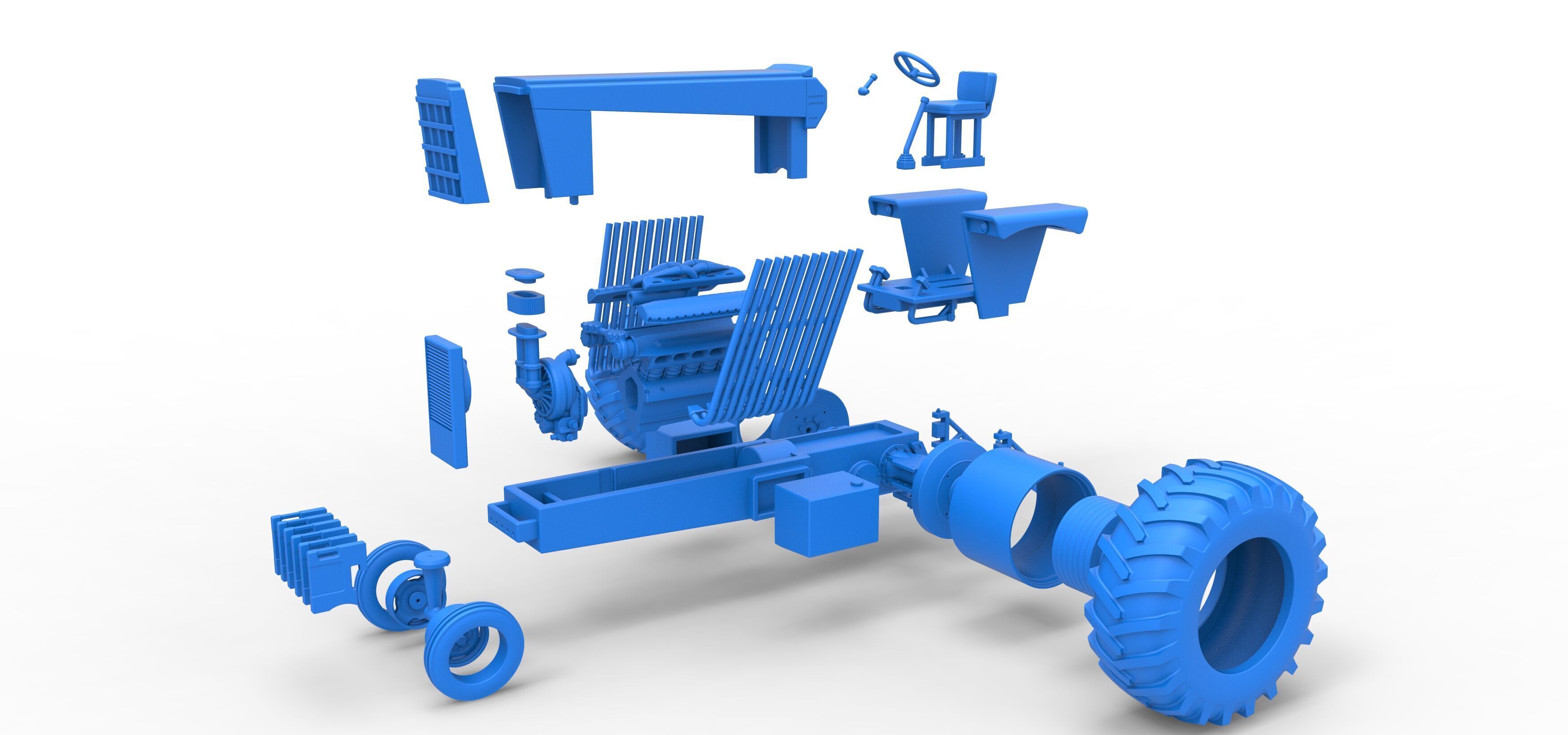 Vintage Pulling tractor Scale 1 to 25 3D print model_41