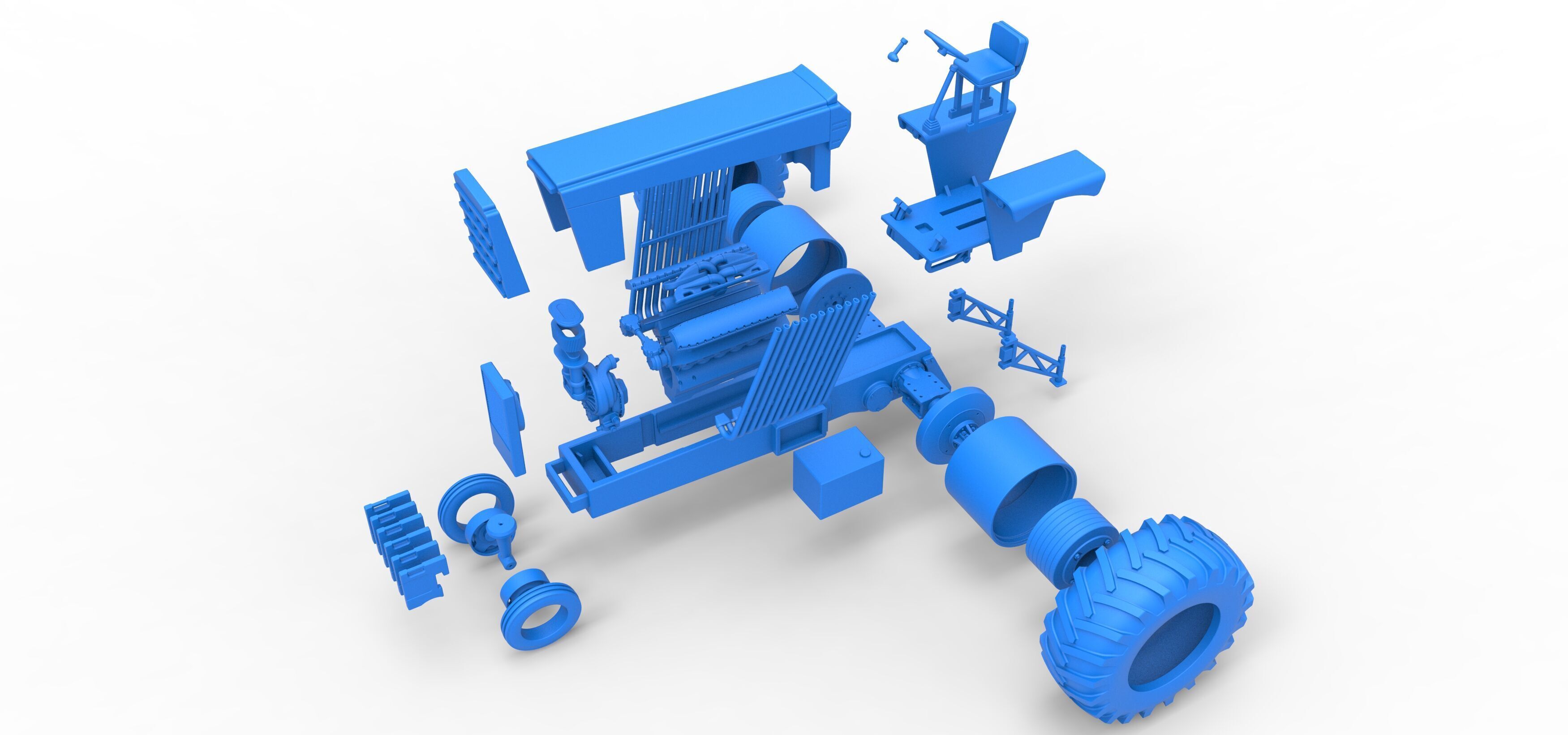 Vintage Pulling tractor Scale 1 to 25 3D print model_42