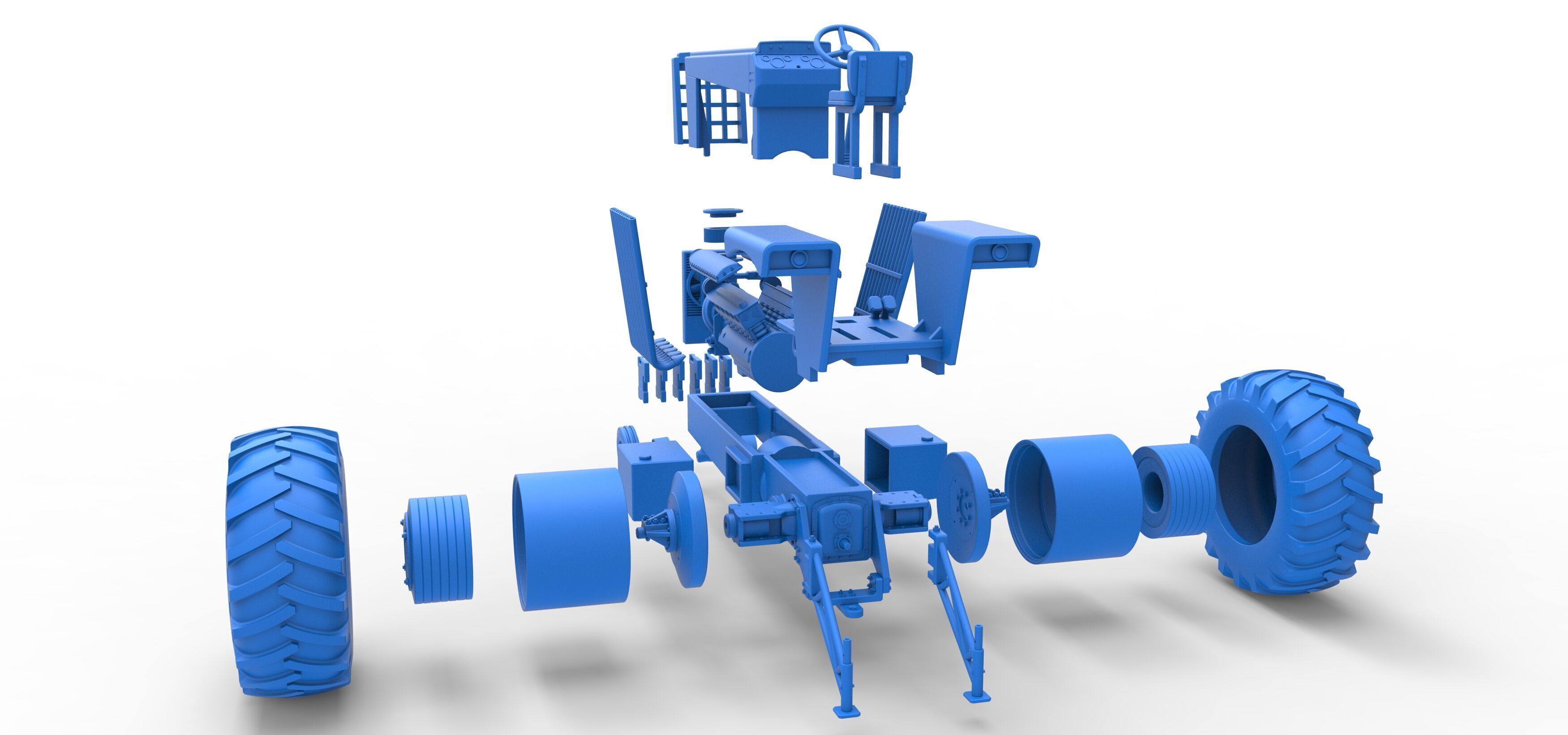 Vintage Pulling tractor Scale 1 to 25 3D print model_48