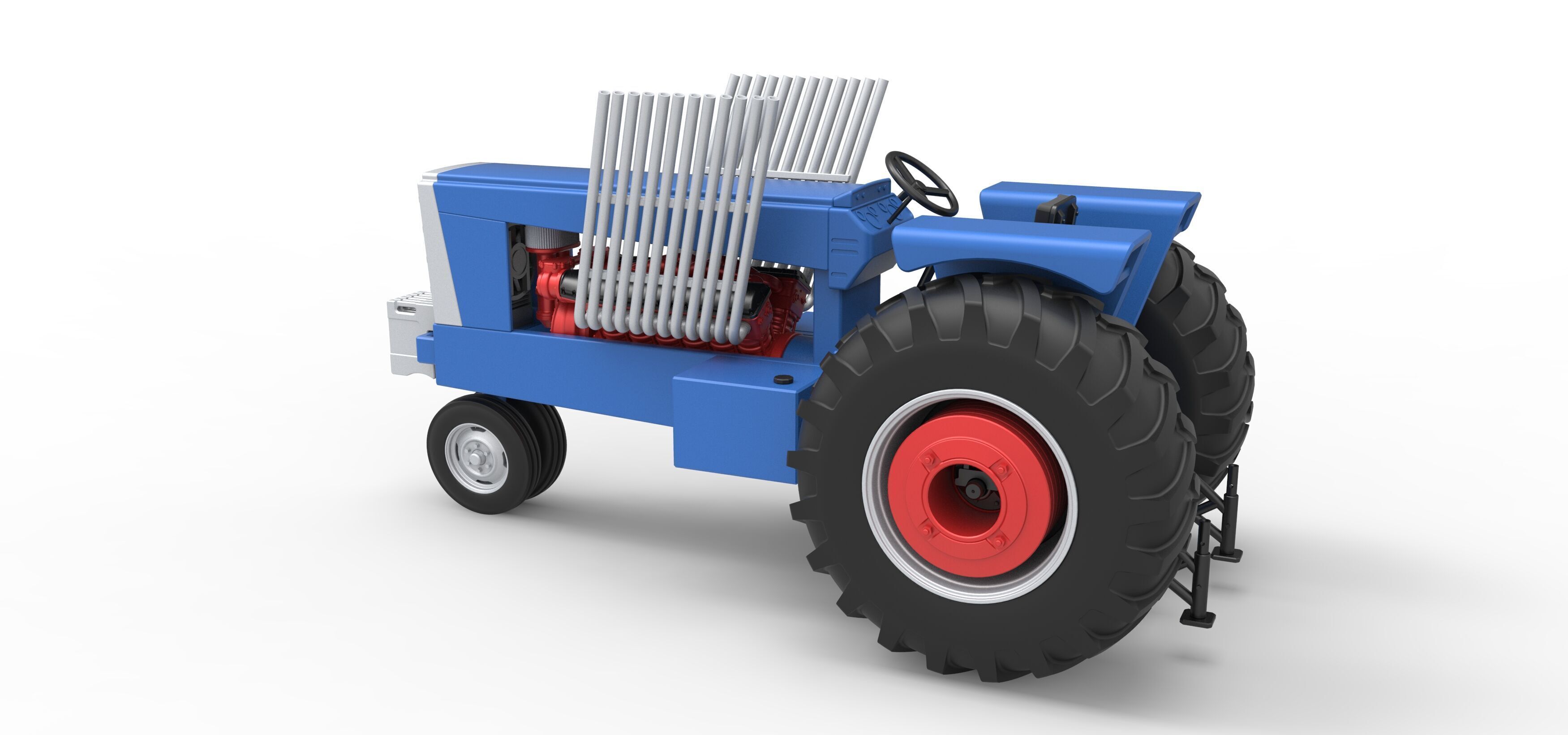 Vintage Pulling tractor Scale 1 to 25 3D print model_12