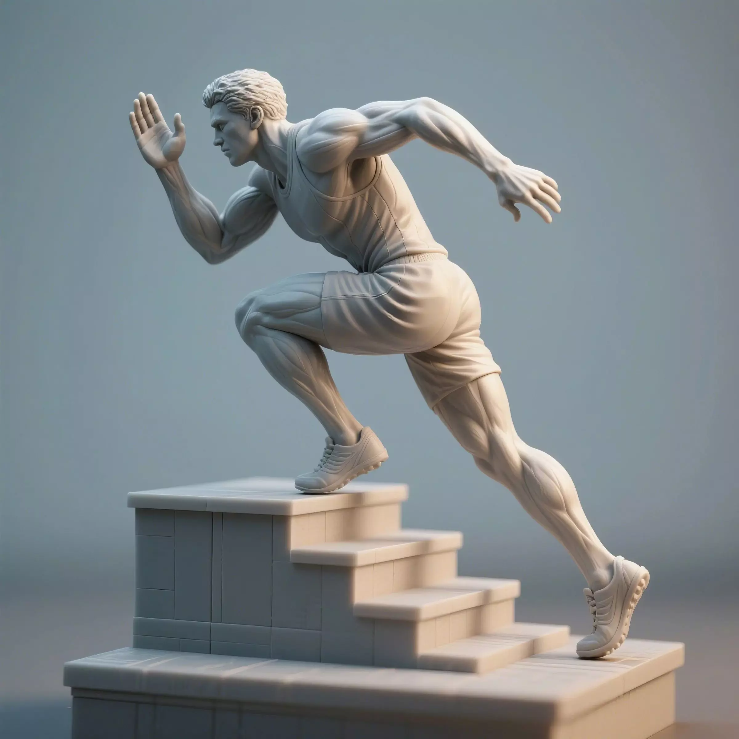Runner on Stairs Dynamic Sprint Pose 3D print model