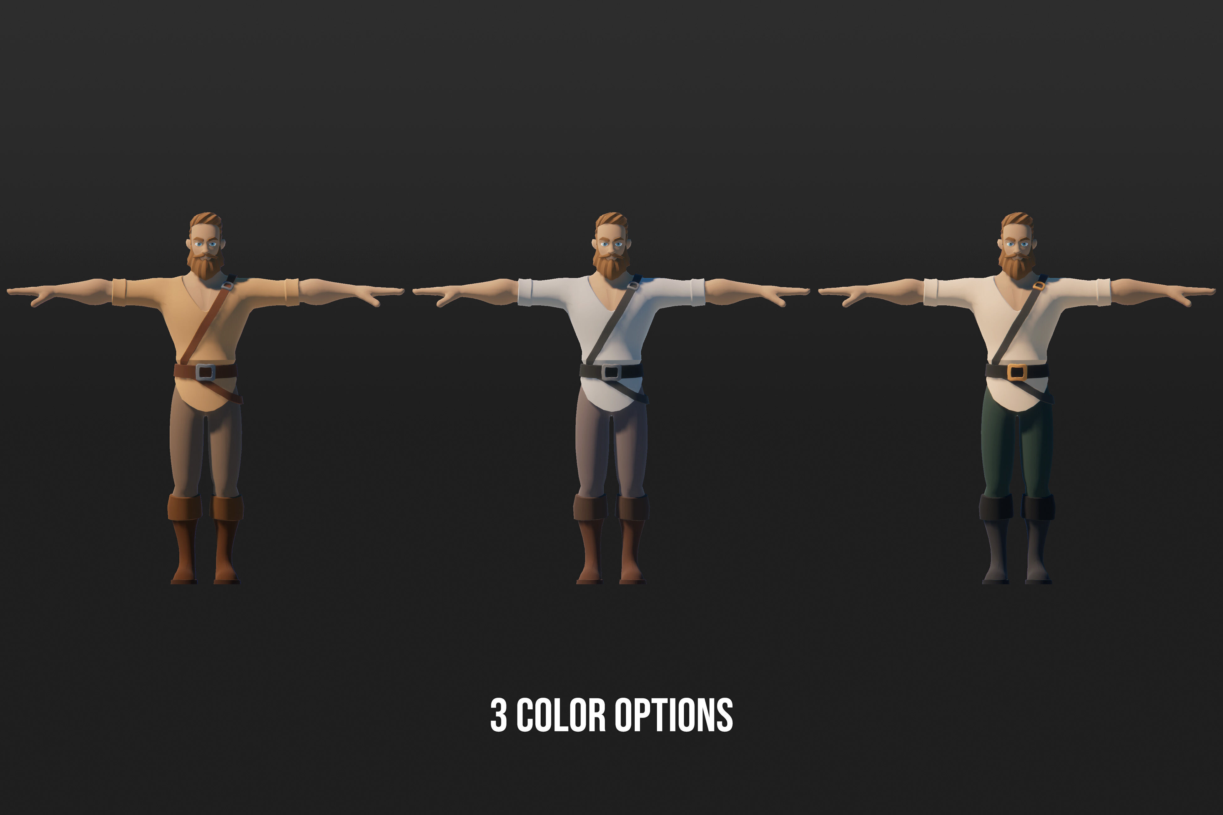 Low Poly Modular Fantasy Characters Low-poly 3D model_7