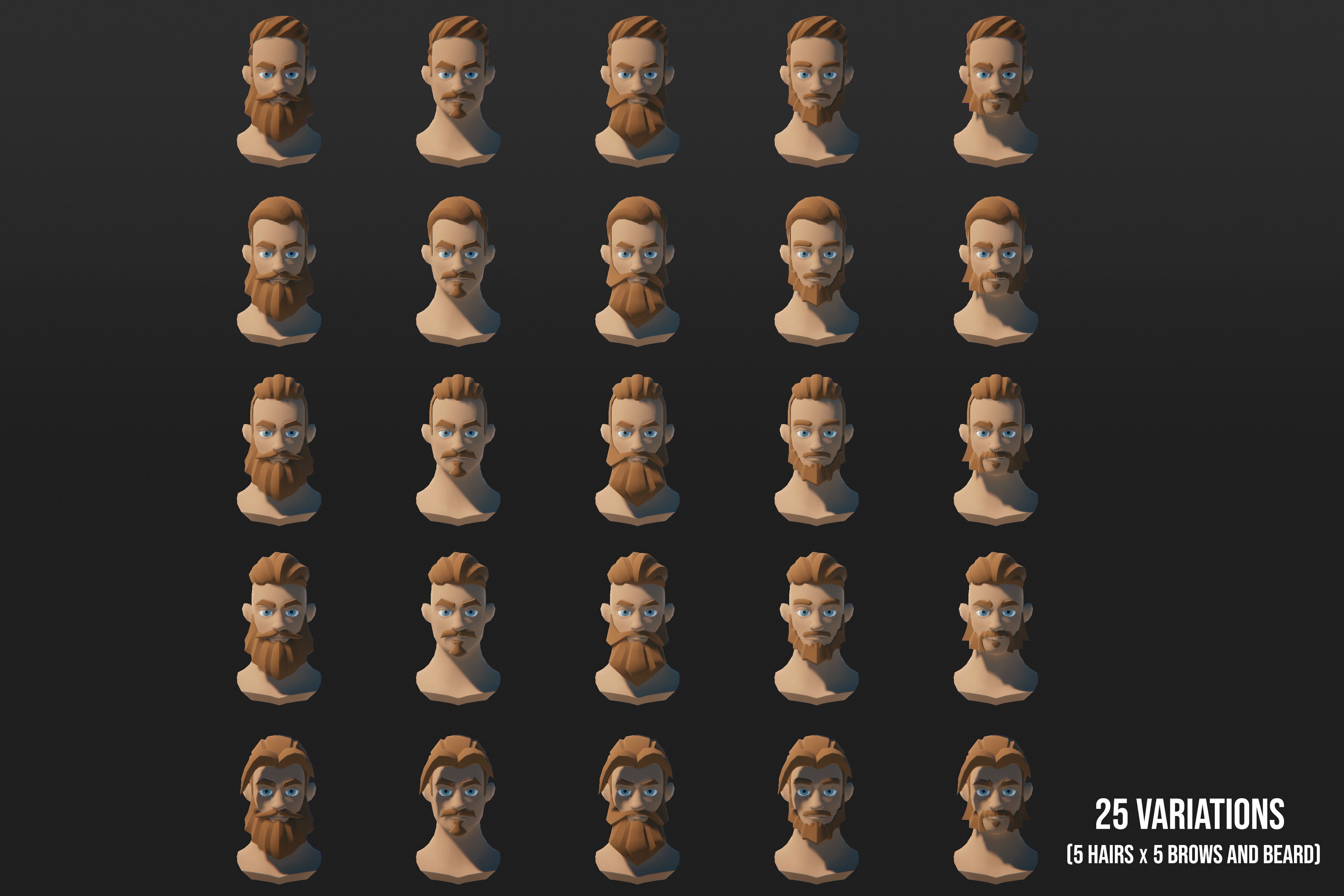 Low Poly Modular Fantasy Characters Low-poly 3D model_5