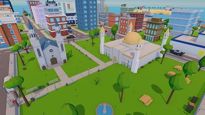 City - Low Poly Asset Pack by Ake Low-poly 3D model 5