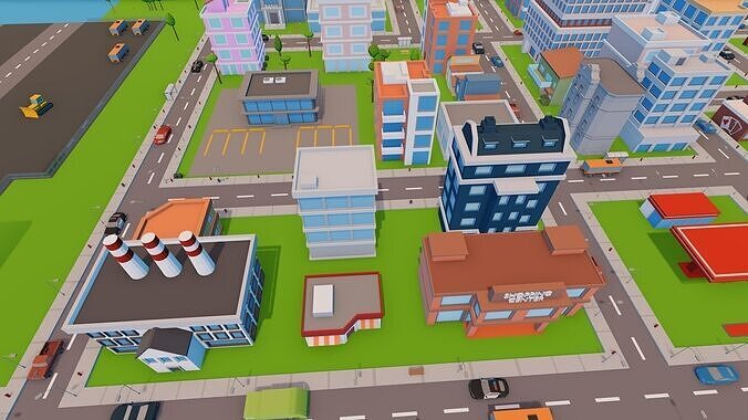 City - Low Poly Asset Pack by Ake Low-poly 3D model 6